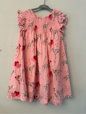 Pink Chicken Pink Dalmatian & Heart Balloon Smocked Dress